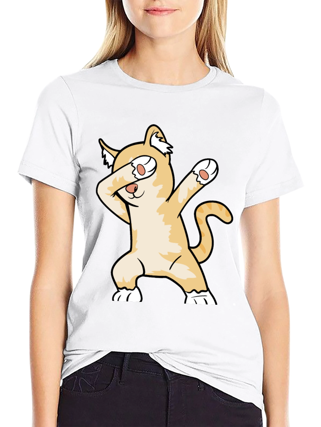 Camiseta Negra con Gato Dabbing