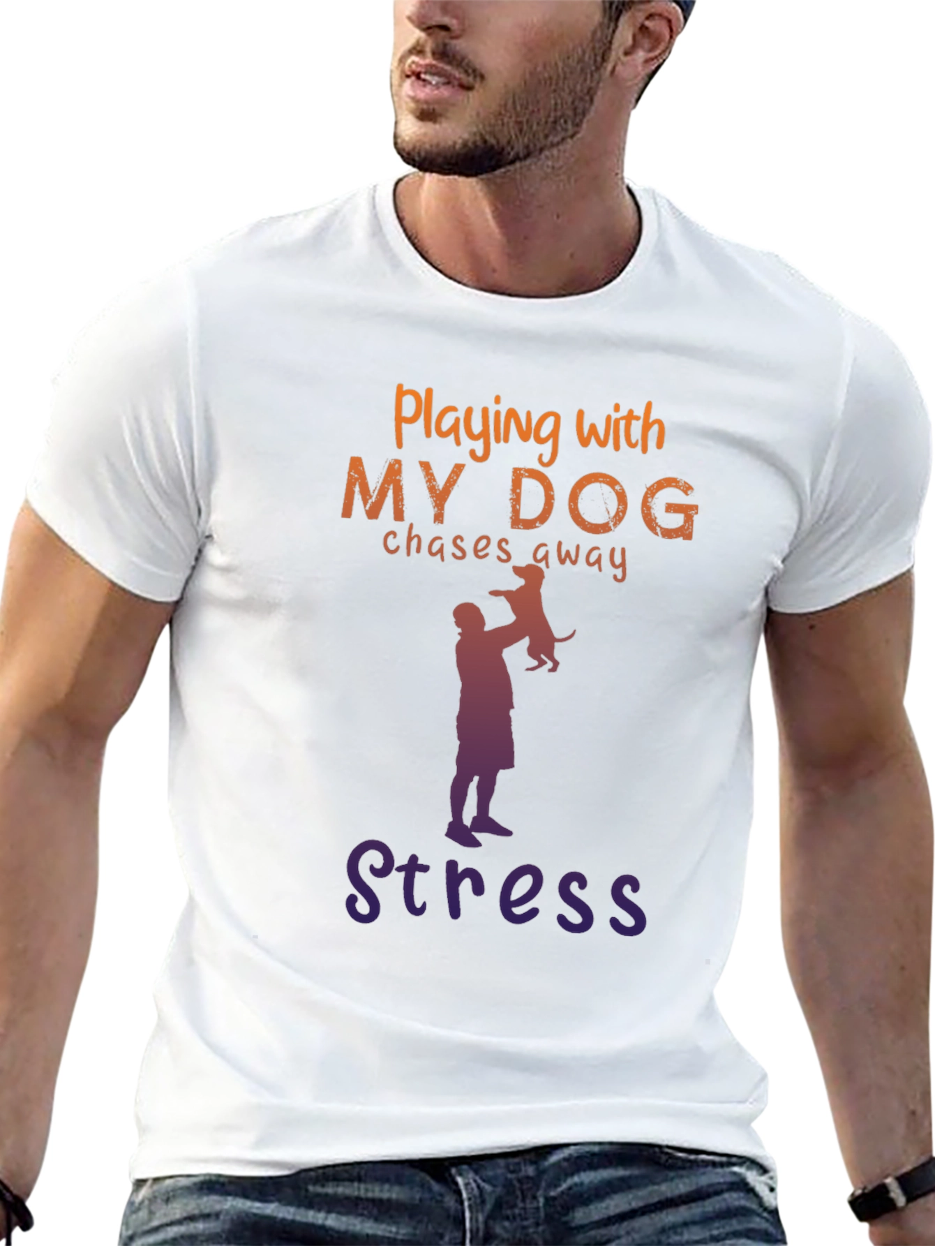 Camiseta Hombre: Juego con Mi Perro Adiós Estrés