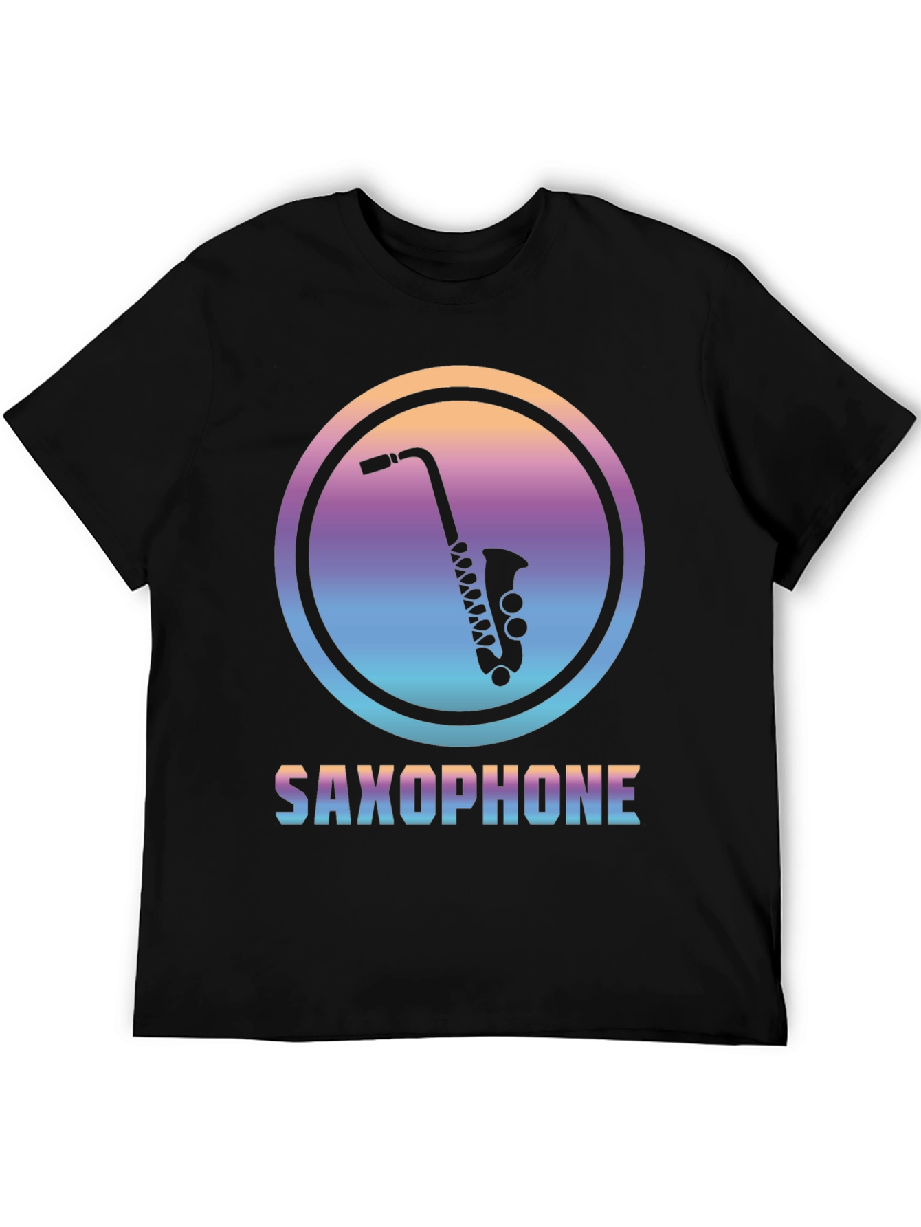 Camiseta Negra con Diseño de Saxofón Retro