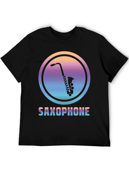 Camiseta Negra con Diseño de Saxofón Retro