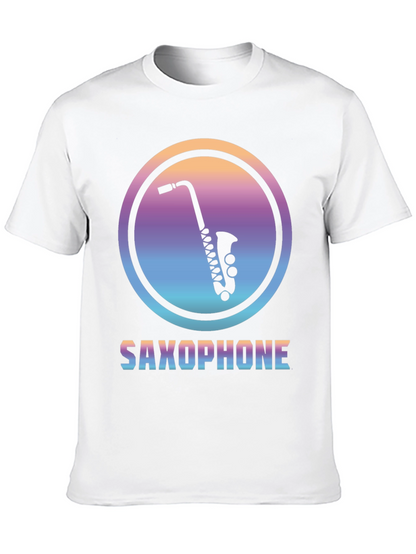Camiseta Negra con Diseño de Saxofón Retro