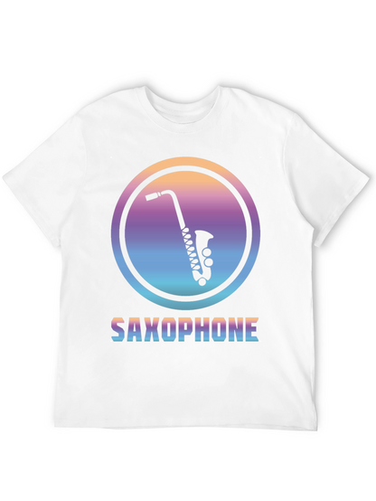 Camiseta Negra con Diseño de Saxofón Retro