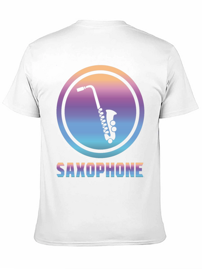 Camiseta Negra con Diseño de Saxofón Retro