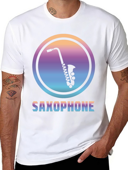 Camiseta Negra con Diseño de Saxofón Retro