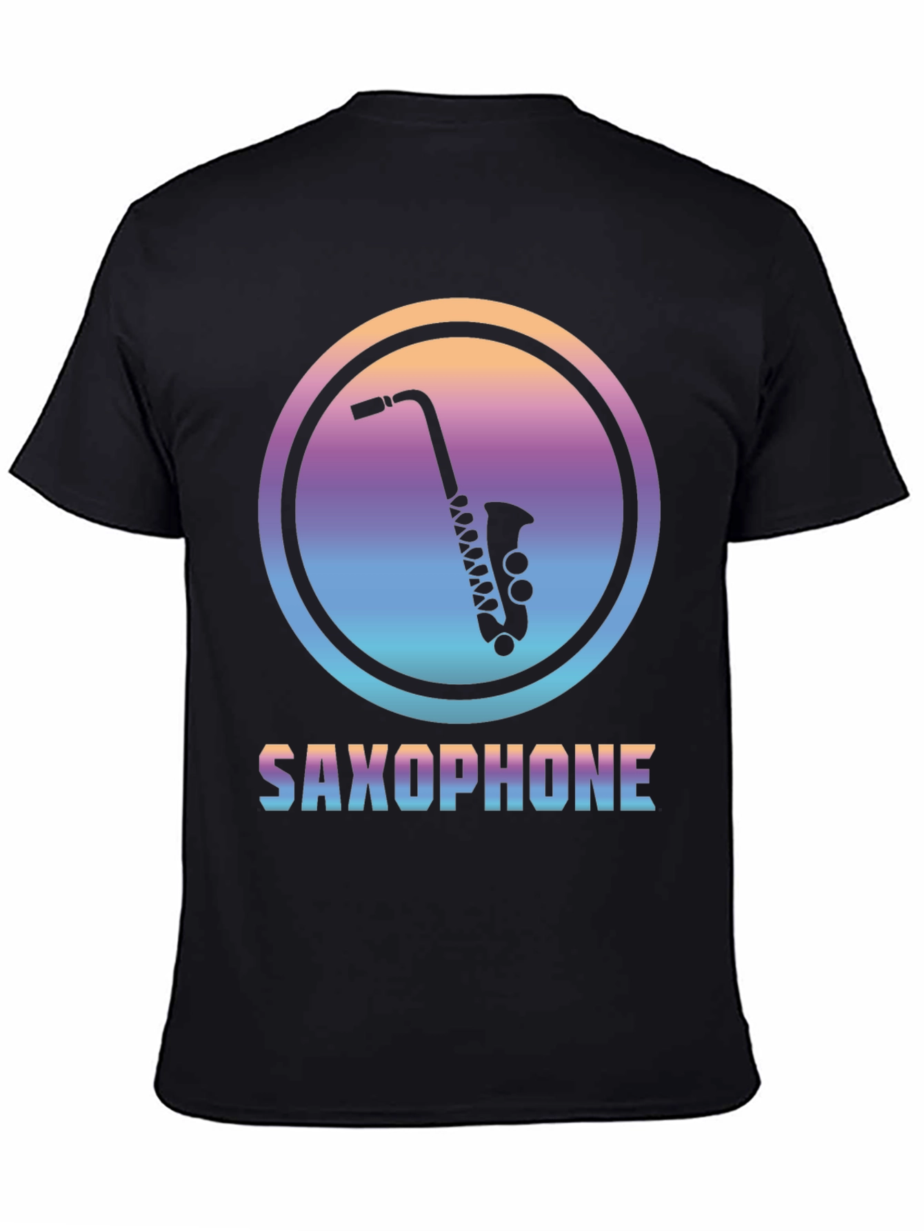 Camiseta Negra con Diseño de Saxofón Retro