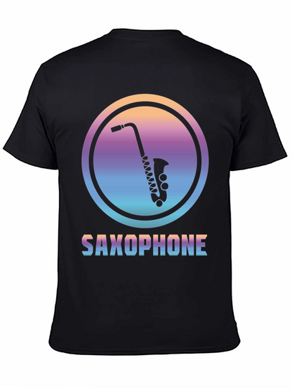 Camiseta Negra con Diseño de Saxofón Retro