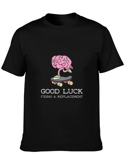 Camiseta Negra con Diseño de Cerebro en Skate