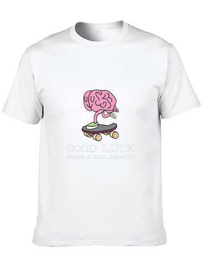 Camiseta Negra con Diseño de Cerebro en Skate
