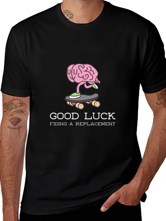 Camiseta Negra con Diseño de Cerebro en Skate