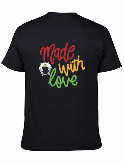 Camiseta Negra Made with love Estilo Rastafari