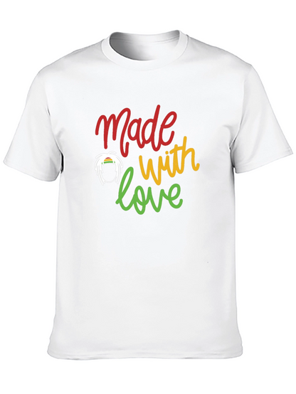 Camiseta Negra Made with love Estilo Rastafari