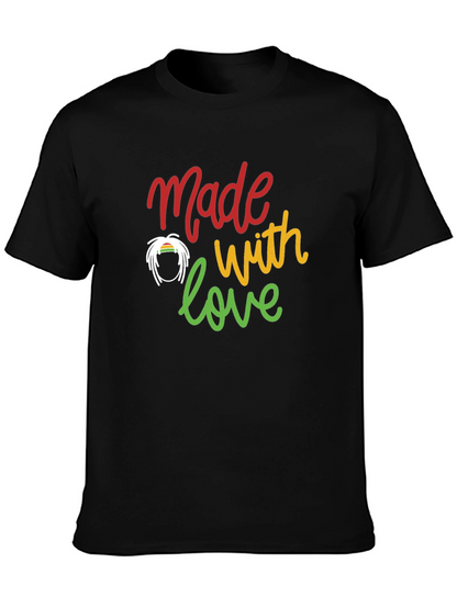 Camiseta Negra Made with love Estilo Rastafari