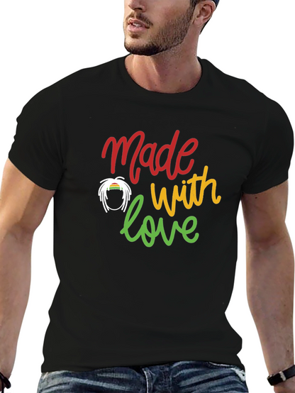Camiseta Negra Made with love Estilo Rastafari