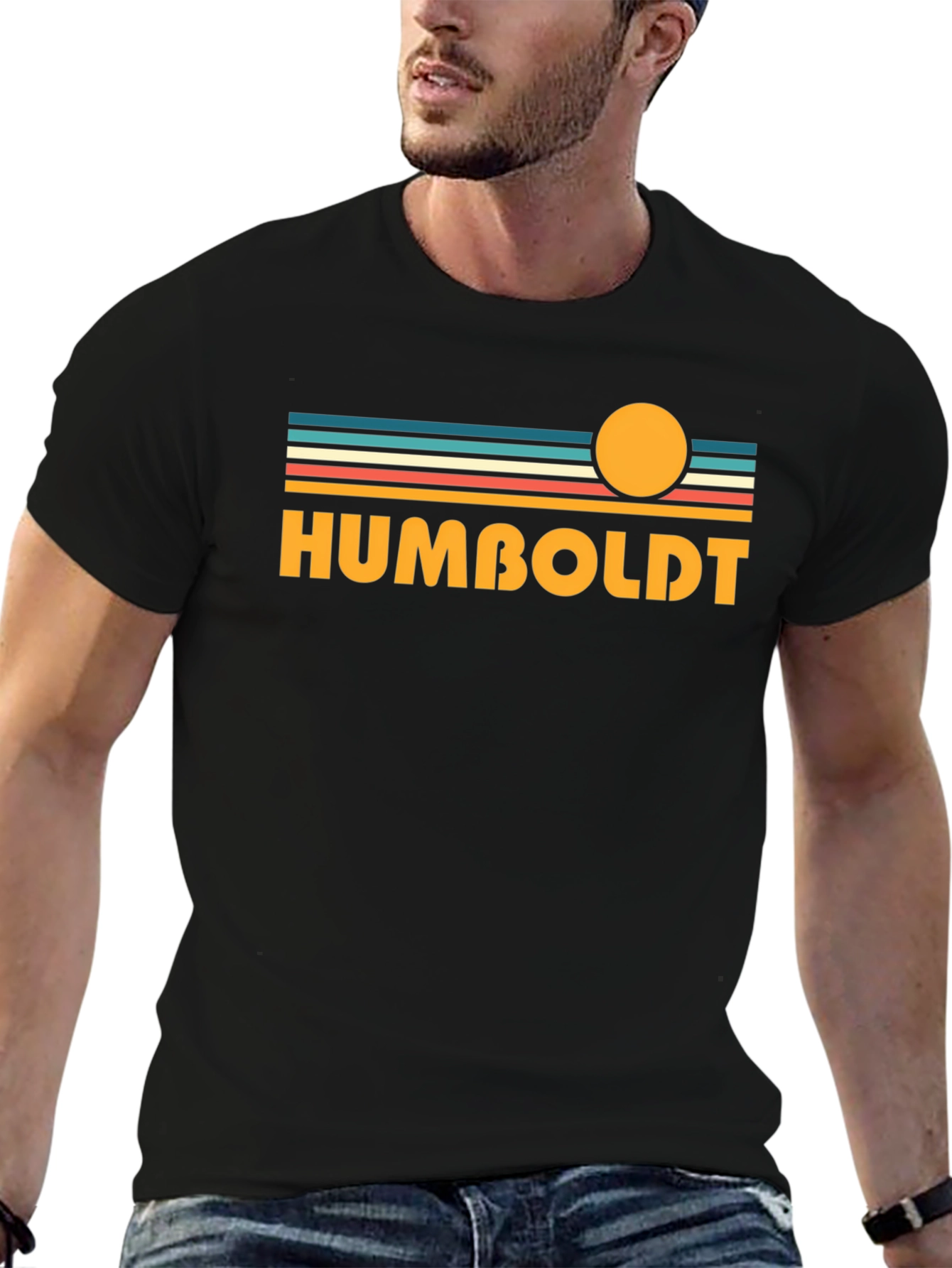 Camiseta Negra Humboldt Estilo Retro Sunset