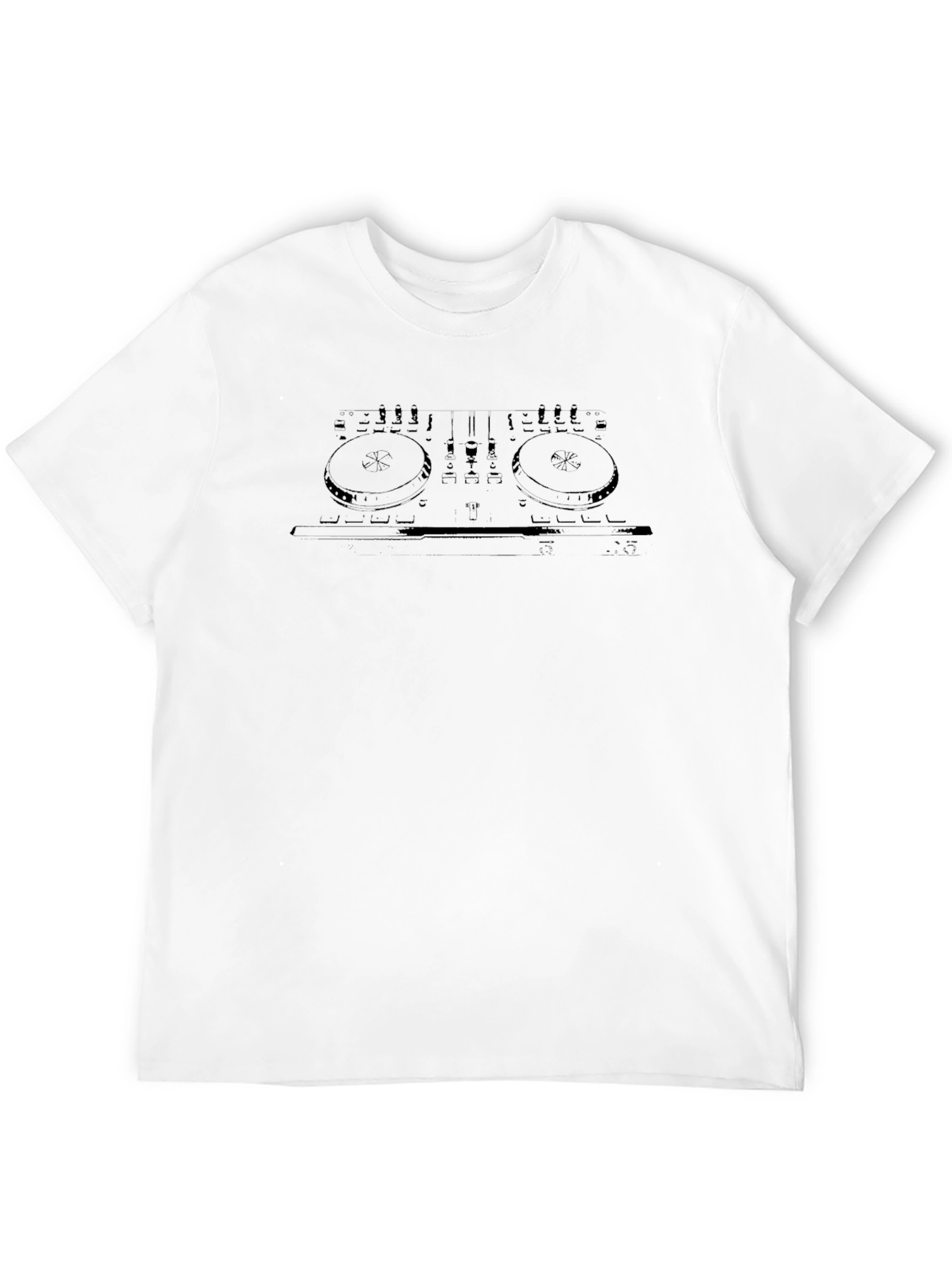 Camiseta Negra con Diseño de Mezcladora DJ