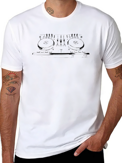 Camiseta Negra con Diseño de Mezcladora DJ