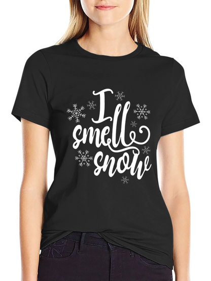 Camiseta Negra I Smell Snow para Invierno
