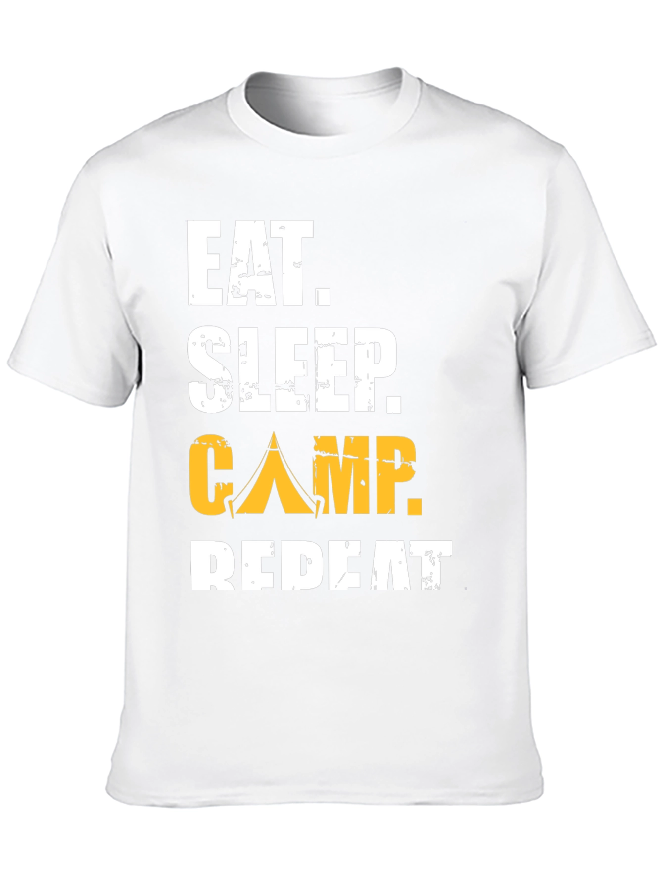Camiseta Negra: Come Duerme Acampa Repite