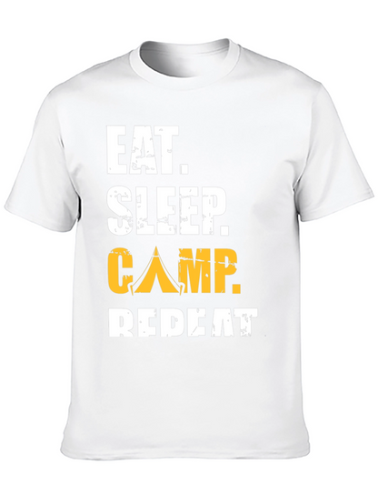 Camiseta Negra: Come Duerme Acampa Repite