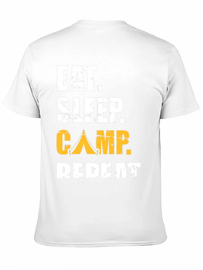 Camiseta Negra: Come Duerme Acampa Repite