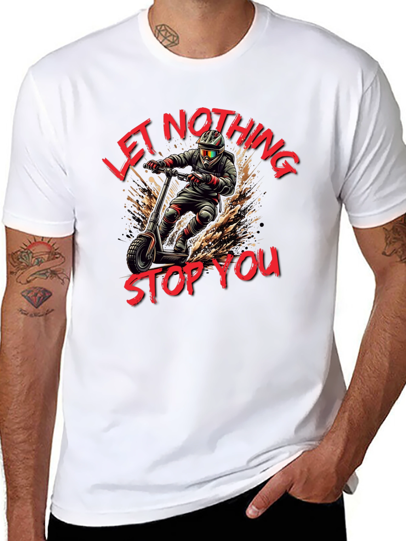 Camiseta Negra con Diseño de Scooter Extremo