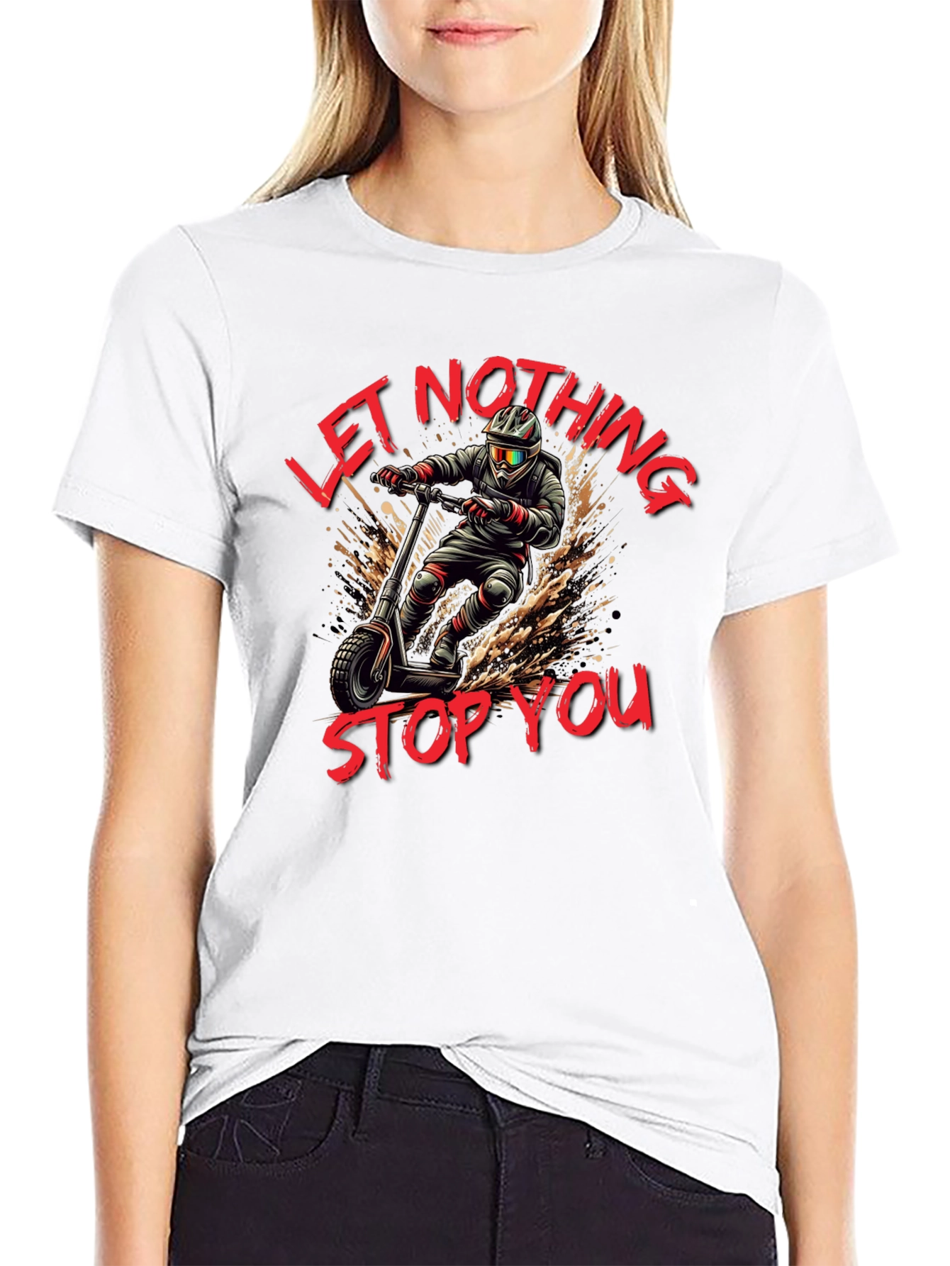 Camiseta Negra con Diseño de Scooter Extremo