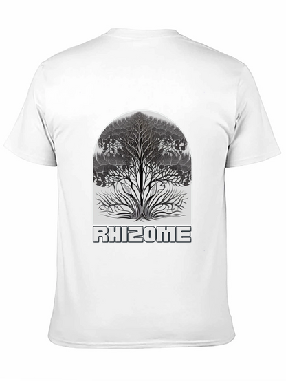 Camiseta Negra Rhizome con Diseño de Árbol