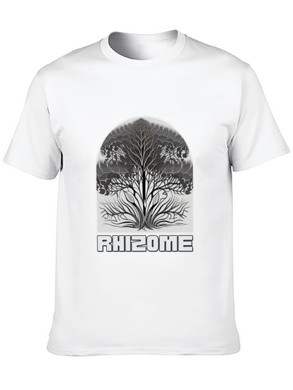 Camiseta Negra Rhizome con Diseño de Árbol