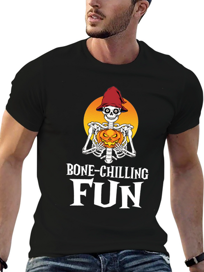 Camiseta Halloween Esqueleto con Calabaza