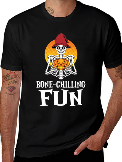Camiseta Halloween Esqueleto con Calabaza