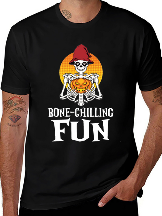 Camiseta Halloween Esqueleto con Calabaza