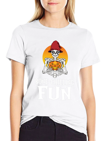 Camiseta Halloween Esqueleto con Calabaza