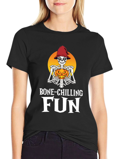 Camiseta Halloween Esqueleto con Calabaza
