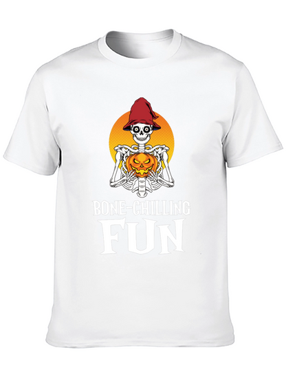 Camiseta Halloween Esqueleto con Calabaza