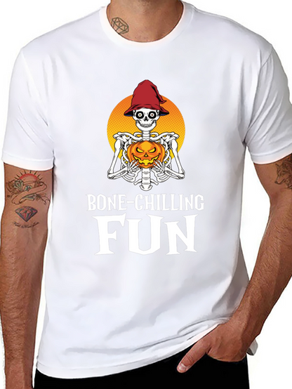 Camiseta Halloween Esqueleto con Calabaza