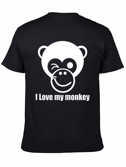 Camiseta Negra Hombre - Diseño Mono Sonriente