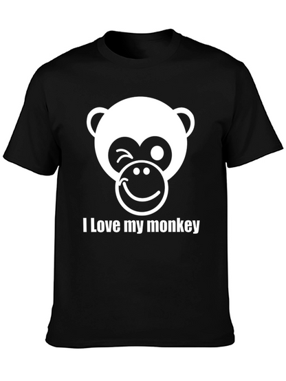 Camiseta Negra Hombre - Diseño Mono Sonriente