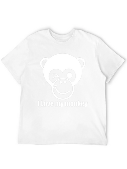 Camiseta Negra Hombre - Diseño Mono Sonriente