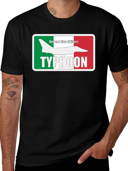 Camiseta Negra Temática Aeronáutica Militar Italiana Typhoon