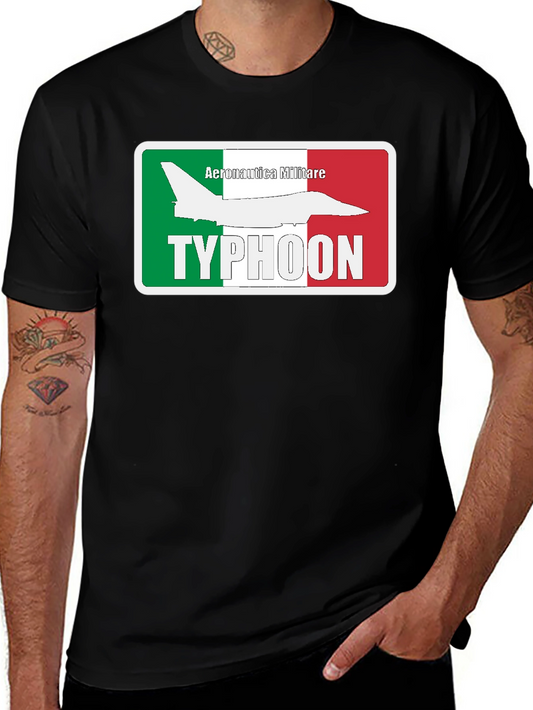 Camiseta Negra Temática Aeronáutica Militar Italiana Typhoon