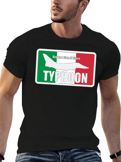 Camiseta Negra Temática Aeronáutica Militar Italiana Typhoon