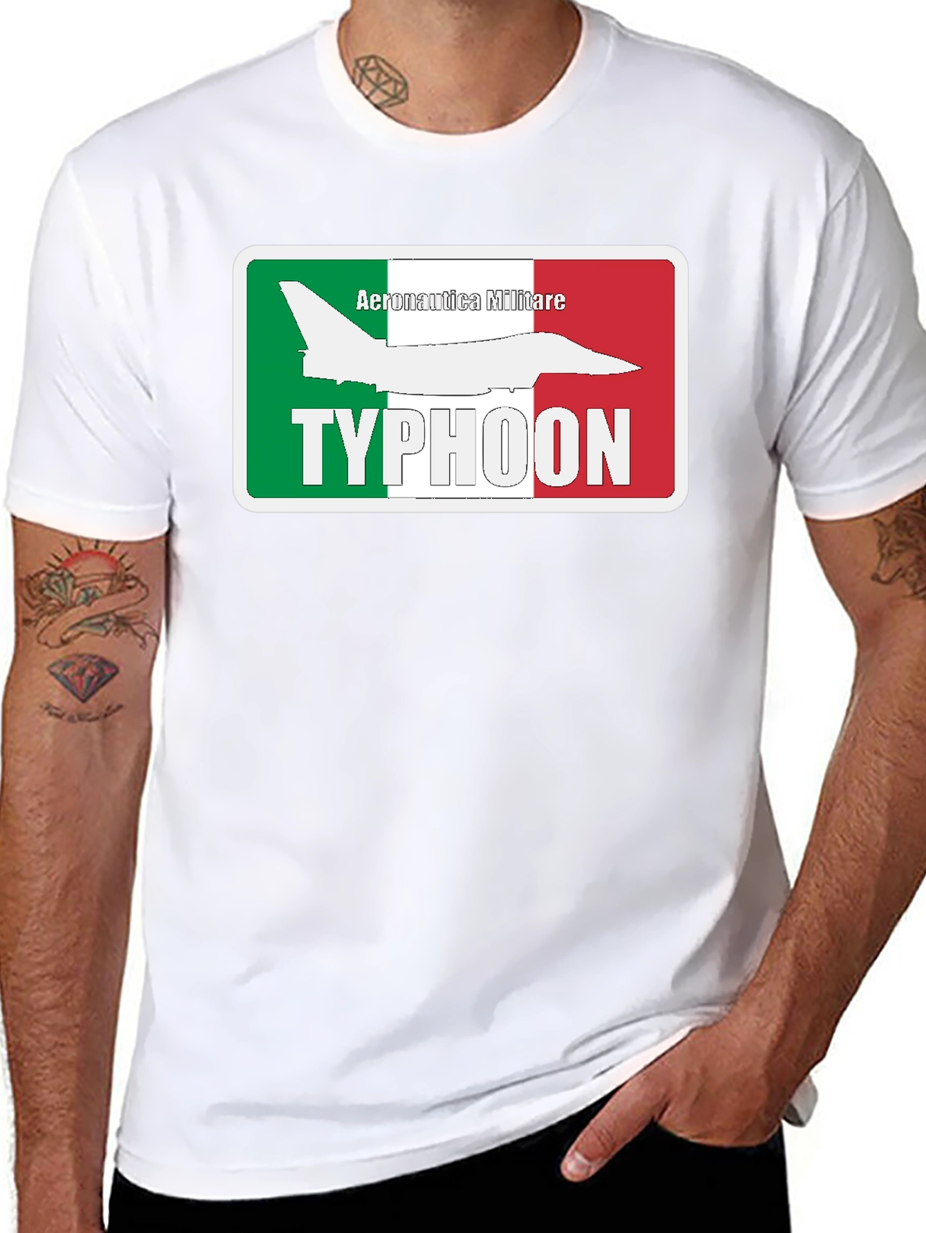 Camiseta Negra Temática Aeronáutica Militar Italiana Typhoon
