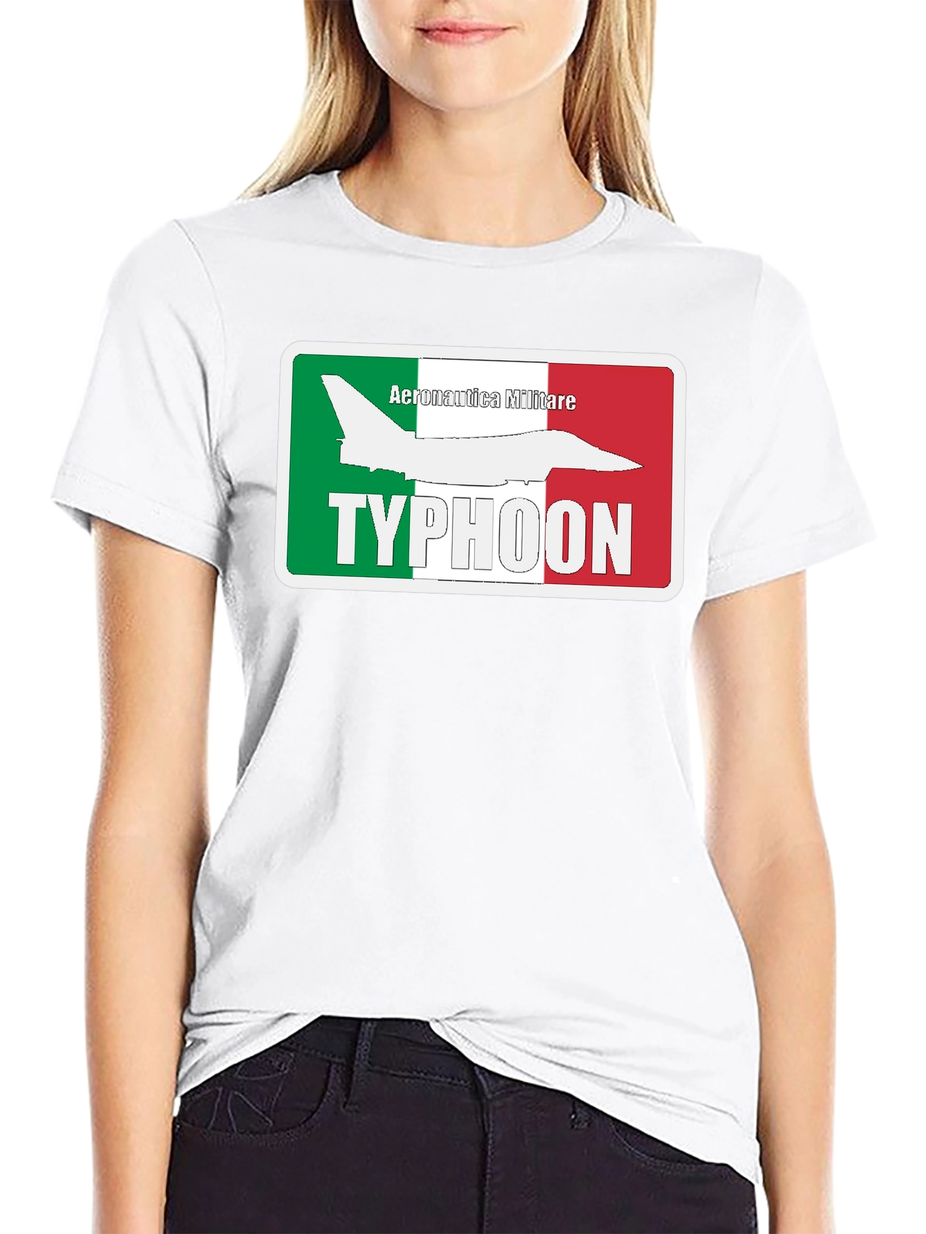 Camiseta Negra Temática Aeronáutica Militar Italiana Typhoon
