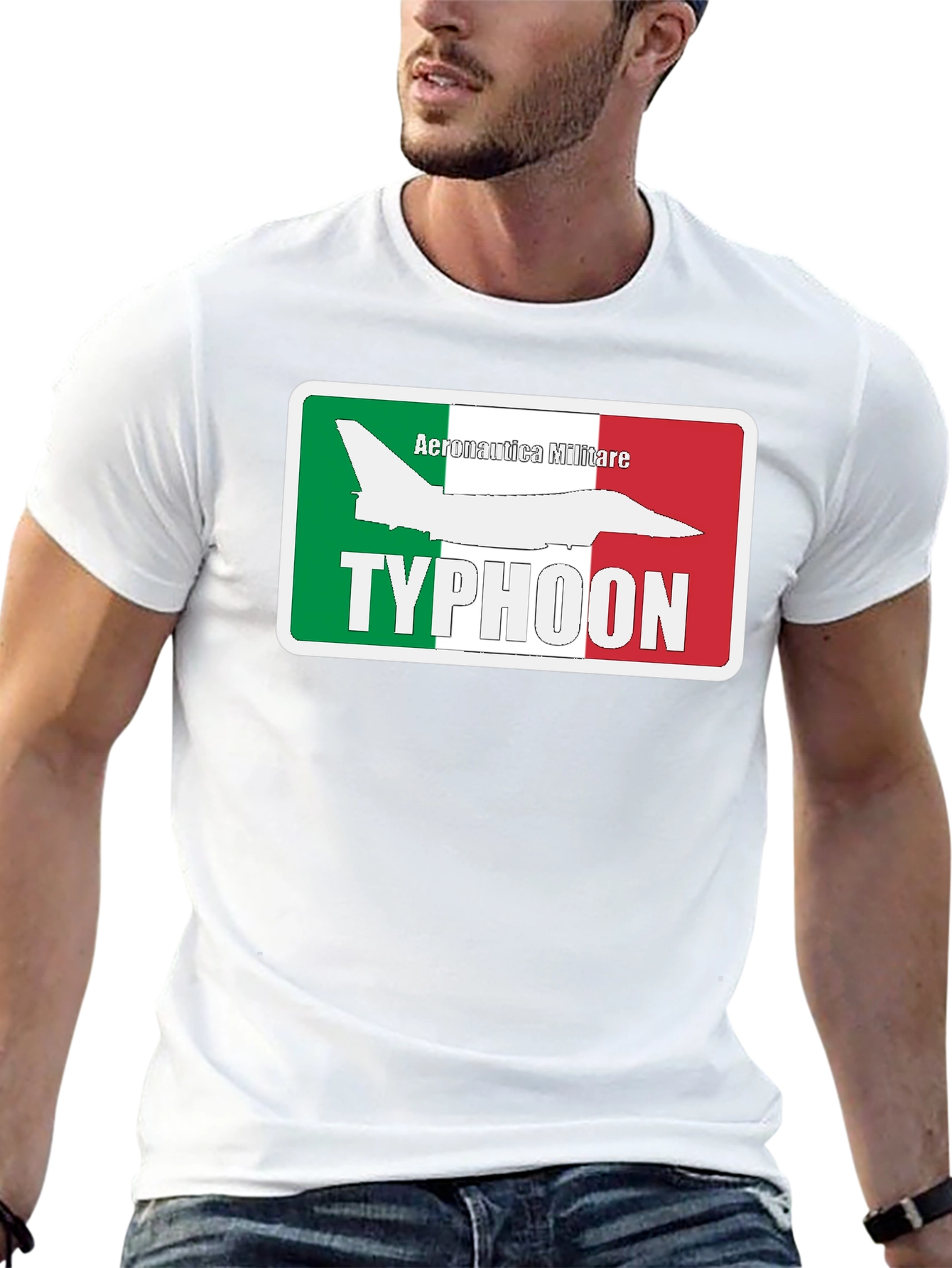 Camiseta Negra Temática Aeronáutica Militar Italiana Typhoon