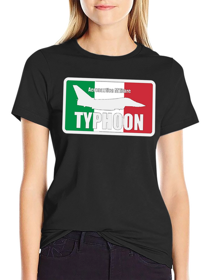 Camiseta Negra Temática Aeronáutica Militar Italiana Typhoon
