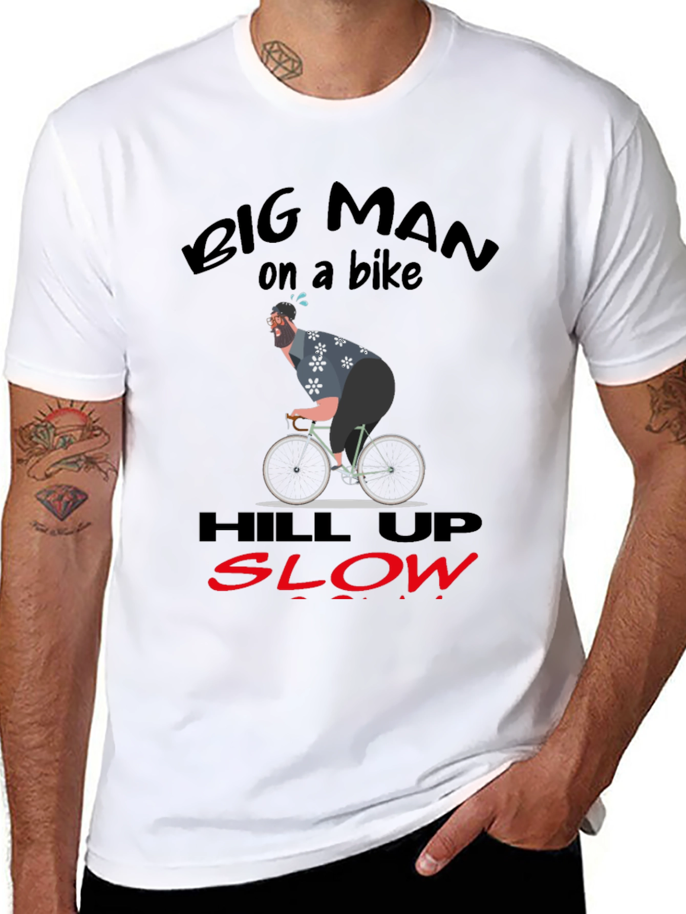 Camiseta Hombre: Ciclismo Divertido Big Man on a Bike