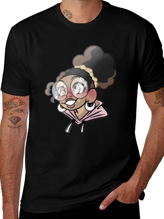 Camiseta Negra con Diseño de Chica Anime