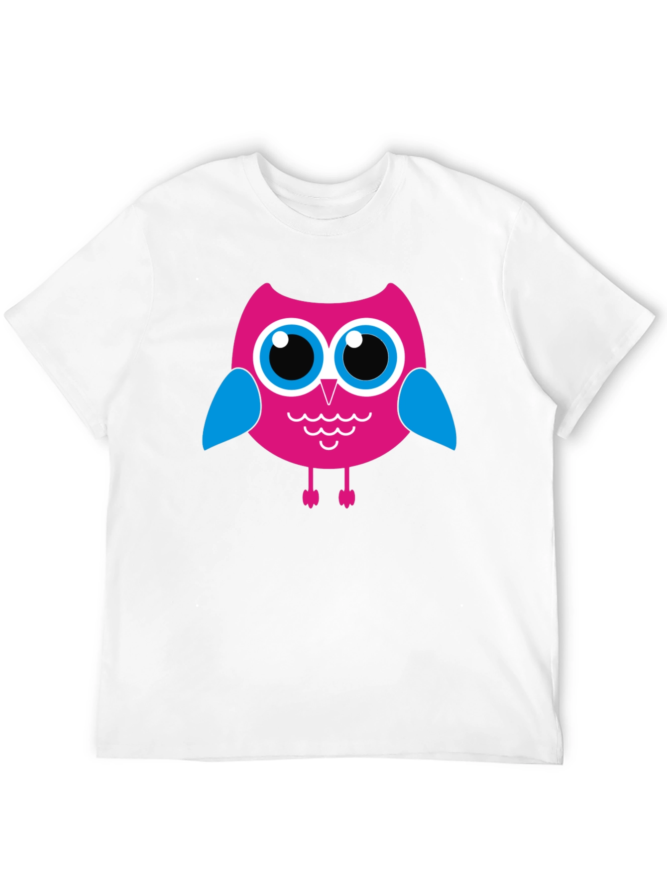 Camiseta Negra con Búho Rosado para Hombre