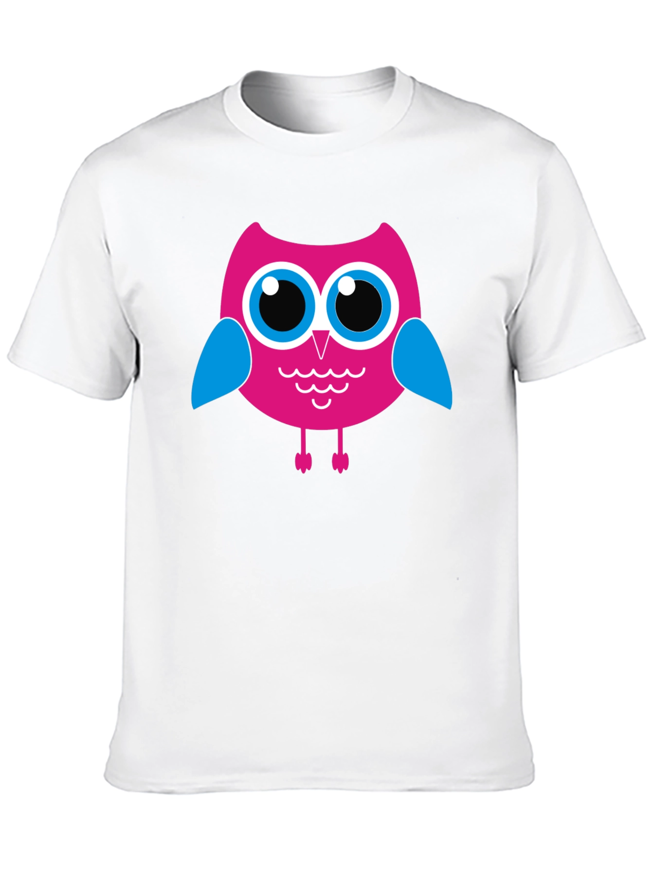 Camiseta Negra con Búho Rosado para Hombre
