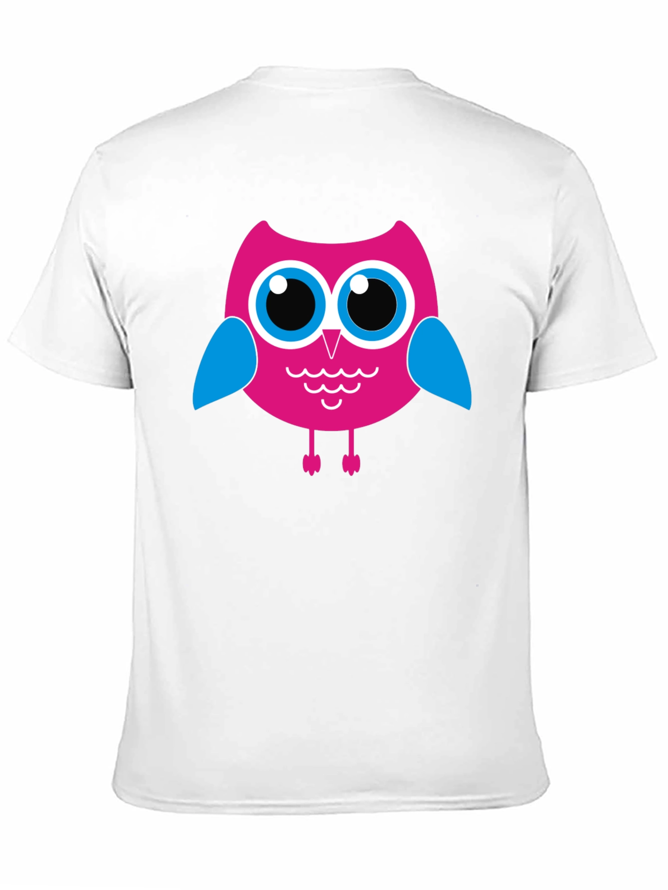 Camiseta Negra con Búho Rosado para Hombre